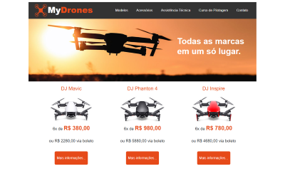 Página de venda de drones